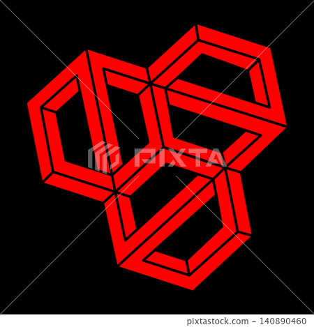 Impossible objects. Optical illusion shapes. 3d illustration. Geometric figures. Modern logo. Impossible objects. Optical illusion shapes. 3d illustration. Geometric figures. Modern logo. 140890460