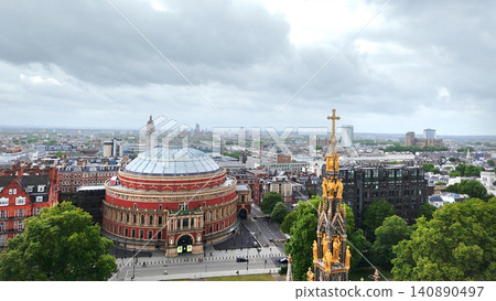 Panorama of London with Royal Albert HalLand The Spire of albert memorial Panorama of London with Royal Albert HalLand The Spire of albert memorial 140890497