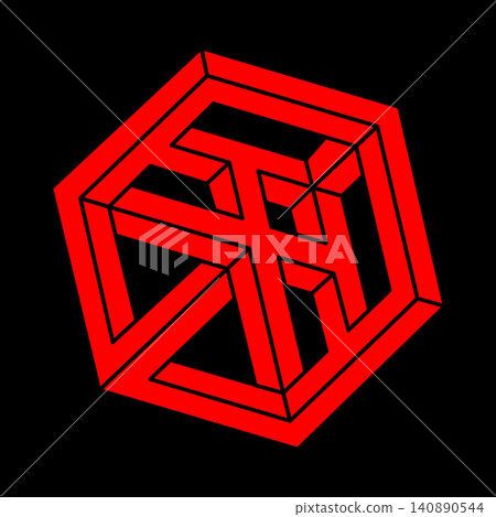Illusion shapes. 3d geometry. Optical illusion figures. Sacred geometry modern logo. Illusion shapes. 3d geometry. Optical illusion figures. Sacred geometry modern logo. 140890544