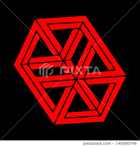 Impossible optical illusion shapes. Modern logo. Optical art objects. Impossible figure. Line art. Unreal geometric object. Impossible optical illusion shapes. Modern logo. Optical art objects. Impossible figure. Line art. Unreal geometric object. 140890546