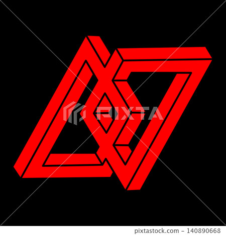 Impossible optical illusion shapes. Modern logo. Optical art objects. Impossible figures. Unreal geometric object. Impossible optical illusion shapes. Modern logo. Optical art objects. Impossible figures. Unreal geometric object. 140890668