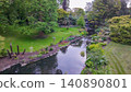 Cascade of waterfalls  and stream and flowering in Mid May in  Hyde park London park 140890801