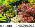 japanese garden on Chelsea Flower Show 2026  with Japanese maple of red color (and Japanese rock garden)  in London 140890808