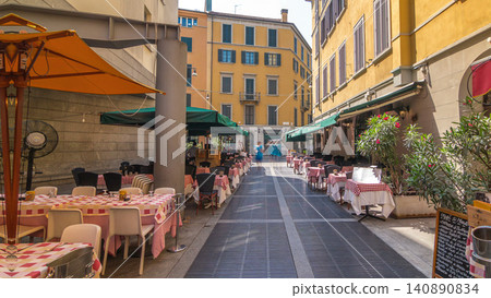 The street with ancient buildings in the center of Milan timelapse hyperlapse, Italy The street with ancient buildings in the center of Milan timelapse hyperlapse, Italy 140890834