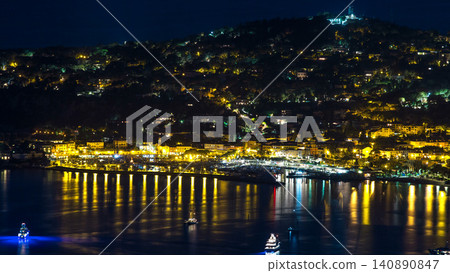 Yachts in port of Saint-Jean-Cap-Ferrat day to night timelapse, France Yachts in port of Saint-Jean-Cap-Ferrat day to night timelapse, France 140890847