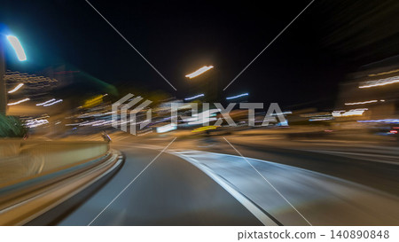 Monaco city roads traffic at night with car light trails timelapse hyperlapse drivelapse Monaco city roads traffic at night with car light trails timelapse hyperlapse drivelapse 140890848