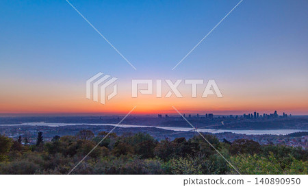 Colorful sunset on Bosphorus timelapse from Camlica hill with city skyline in Istanbul. Colorful sunset on Bosphorus timelapse from Camlica hill with city skyline in Istanbul. 140890950