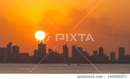 Kuwait cityscape during the sunset timelapse Kuwait cityscape during the sunset timelapse 140890971