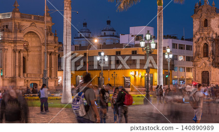 The Plaza de Armas day to night timelapse, also known as the Plaza Mayor The Plaza de Armas day to night timelapse, also known as the Plaza Mayor 140890989