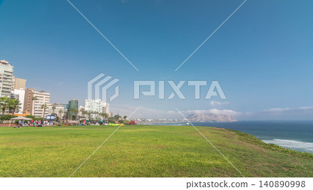 Fast walk in Parque del Amor or Love park timelapse hyperlapse in Miraflores, Lima, Peru. 140890998