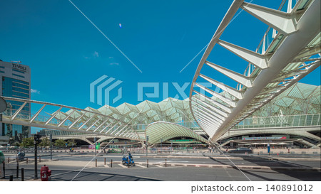 Lisbon Oriente Train and Bus Station timelapse hyperlapse. Lisbon, Portugal Lisbon Oriente Train and Bus Station timelapse hyperlapse. Lisbon, Portugal 140891012