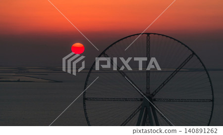 Bluewaters island at sunset aerial timelapse with ferris wheel Bluewaters island at sunset aerial timelapse with ferris wheel 140891262