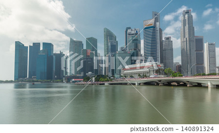 Esplanade bridge and downtown core skyscrapers in the background Singapore timelapse hyperlapse Esplanade bridge and downtown core skyscrapers in the background Singapore timelapse hyperlapse 140891324