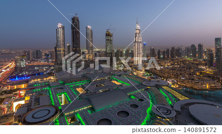 Dubai downtown day to night timelapse. Top view from above Dubai downtown day to night timelapse. Top view from above 140891572