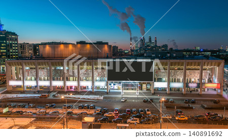 Moscow city Russia skyline aerial panoramic top view day to night timelapse urban winter snow scenery architecture background Moscow city Russia skyline aerial panoramic top view day to night timelapse urban winter snow scenery architecture background 140891692
