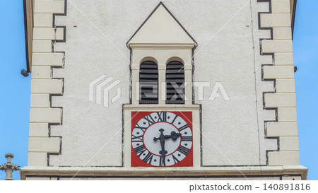 Clock on tower of St. Mark Church at St. Mark Square timelapse. Zagreb, Croatia Clock on tower of St. Mark Church at St. Mark Square timelapse. Zagreb, Croatia 140891816