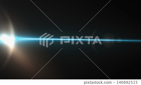 Futuristic blue light beam on black background with lens flares Futuristic blue light beam on black background with lens flares 140892515