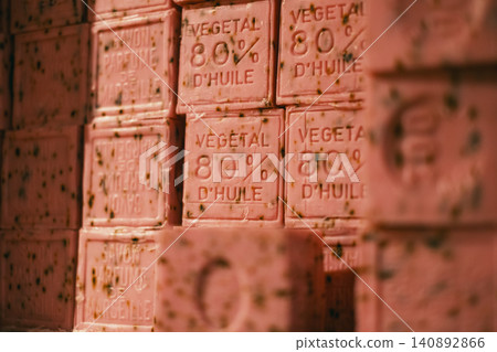 Vintage french soap bars with natural ingredients and rustic charm 140892866