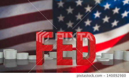 Federal Reserve Policy Concept with American Flag Background 3d render. Federal Reserve Policy Concept with American Flag Background 3d render. 140892980