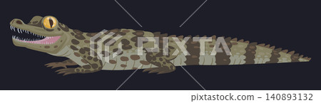 Crocodile reptile animal. Crocodile isolated on dark background flat vector illustration. Wild reptile wildlife species Crocodile reptile animal. Crocodile isolated on dark background flat vector illustration. Wild reptile wildlife species 140893132