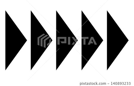 An icon with five right-pointing triangular arrows lined up. 140893233