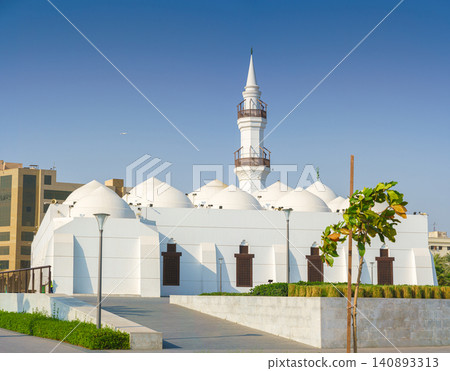 Jeddah, Saudi Arabia- Mar 08 2023, A panoramic view of Jaffali Mosque at daytime, old town of  Jeddah, Saudi Arabia  140893313