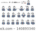 一套適合老年家庭主婦的姿勢和表情。 140893340