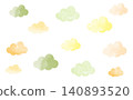 水彩風格的黃色雲背景 140893520