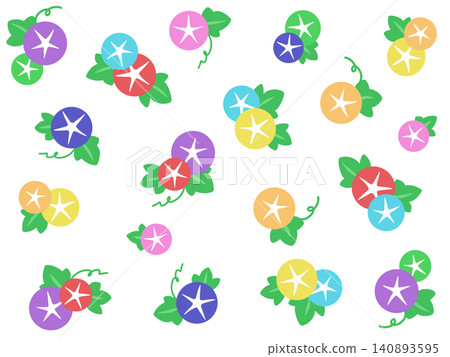 色彩鮮豔、可愛的牽牛花插畫素材 - 流行 140893595