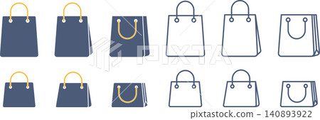 A set of icons for various paper tote bags. A set of icons for various paper tote bags. 140893922