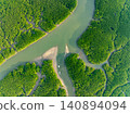 Amazing abundant mangrove forest, Aerial view of forest trees Rainforest ecosystem and healthy environment background, Texture of green trees forest top down, High angle view 140894094