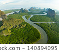Amazing abundant mangrove forest, Aerial view of forest trees Rainforest ecosystem and healthy environment background, Texture of green trees forest top down, High angle view 140894095