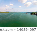 Aerial view of sea surface water texture background,sun reflections Aerial flying drone view Waves water surface texture in sunny day 140894097