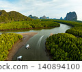 Amazing abundant mangrove forest, Aerial view of forest trees Rainforest ecosystem and healthy environment background, Texture of green trees forest top down, High angle view 140894100