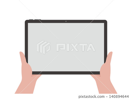 Vector illustration of a hand holding a tablet. Vector illustration of a hand holding a tablet. 140894644