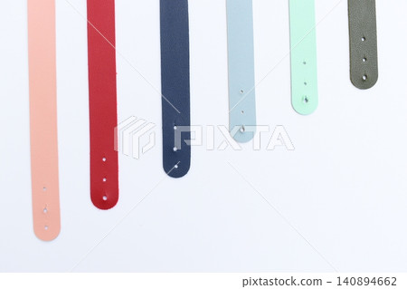 pastel colorful leather strap isolated on white background pastel colorful leather strap isolated on white background 140894662
