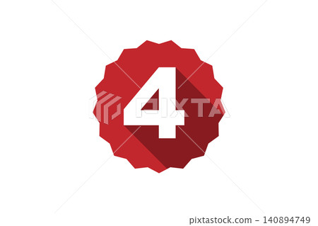 Red Badge Number 4 Icon With Long Shadow Fourth Place Emblem And Achievement Seal Red Badge Number 4 Icon With Long Shadow Fourth Place Emblem And Achievement Seal 140894749