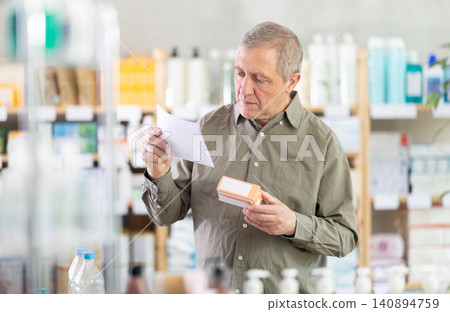 Elderly Man With Medical Prescription And Pills Elderly Man With Medical Prescription And Pills 140894759