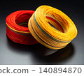 Ultra-thin strands composed of vibrant fibres, isolated against a deep black 140894870