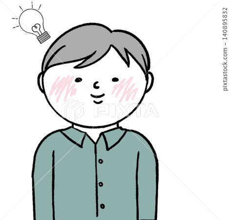 Illustration of a man who has come up with a good idea. Illustration of a man who has come up with a good idea. 140895832