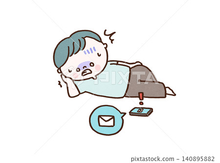 一名男子在休息日收到工作郵件時臉色蒼白(假期收到工作郵件,壓力過大)。 一名男子在休息日收到工作郵件時臉色蒼白(假期收到工作郵件,壓力過大)。 140895882