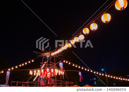 Bon Odori festival, lanterns, stage Bon Odori festival, lanterns, stage 140896059
