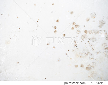 Mold on the enamel in the bathroom. Mold spores in the bathroom. Black dots on a white background. The problem of everyday life. The need for a cleaning product. Mold on the enamel in the bathroom. Mold spores in the bathroom. Black dots on a white background. The problem of everyday life. The need for a cleaning product. 140896940