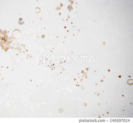 Mold on bathroom enamel. Mold spores in the bathroom. Black dots on a white background. A problem for everyday life. The need for a cleaning agent Mold on bathroom enamel. Mold spores in the bathroom. Black dots on a white background. A problem for everyday life. The need for a cleaning agent 140897024