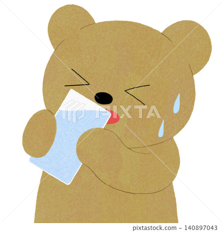 Illustration of a bear drinking water Illustration of a bear drinking water 140897043