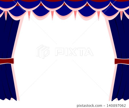 Abstract blue geometric theater stage curtain frame on white background with copy space Abstract blue geometric theater stage curtain frame on white background with copy space 140897062