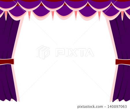 Abstract purple geometric theater stage curtain frame on white background with copy space 140897063