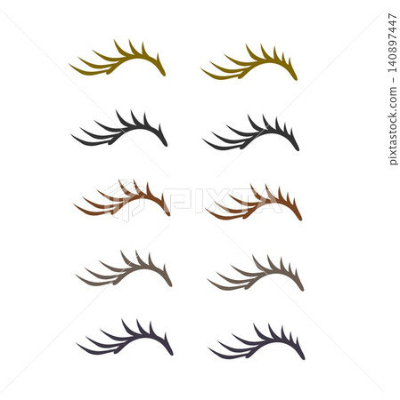 Set of Cartoon Eyelashes Color Variations for Character Isolated on White Background Set of Cartoon Eyelashes Color Variations for Character Isolated on White Background 140897447