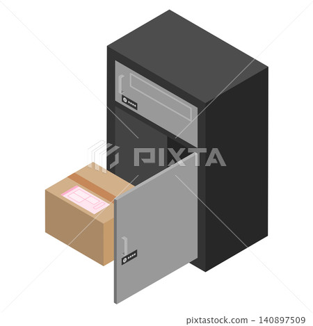 Delivery of packages to delivery boxes - isometric Delivery of packages to delivery boxes - isometric 140897509