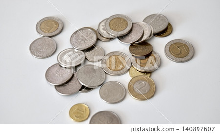 Polish Zloty Coins Currency Close Up 140897607